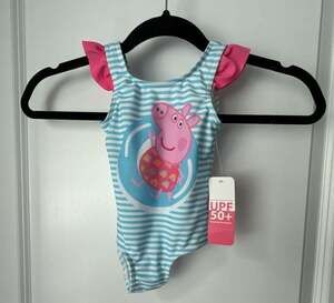 Peppa Pig Toddler Girls Striped One-Piece UPF 50+ Swimsuit Size 12M